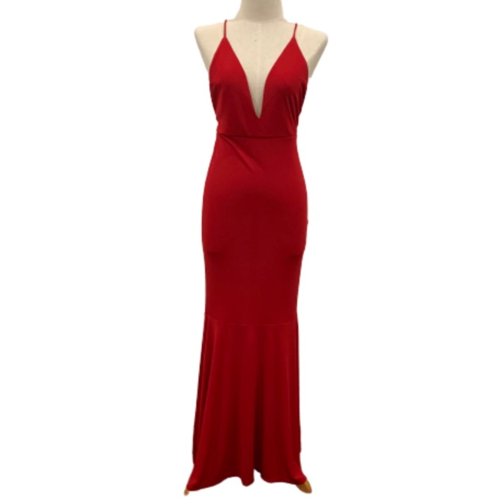 NWT Forever 21 red deep plunge mermaid dress
